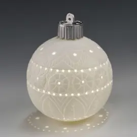 Набор фарфоровых светящихся елочных шаров со светильником "Пряничный домик"